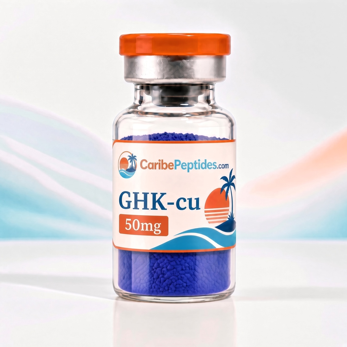 GHK-CU: Sealed 50mg Vial, Front Label Visible — CaribePeptides Puerto Rico