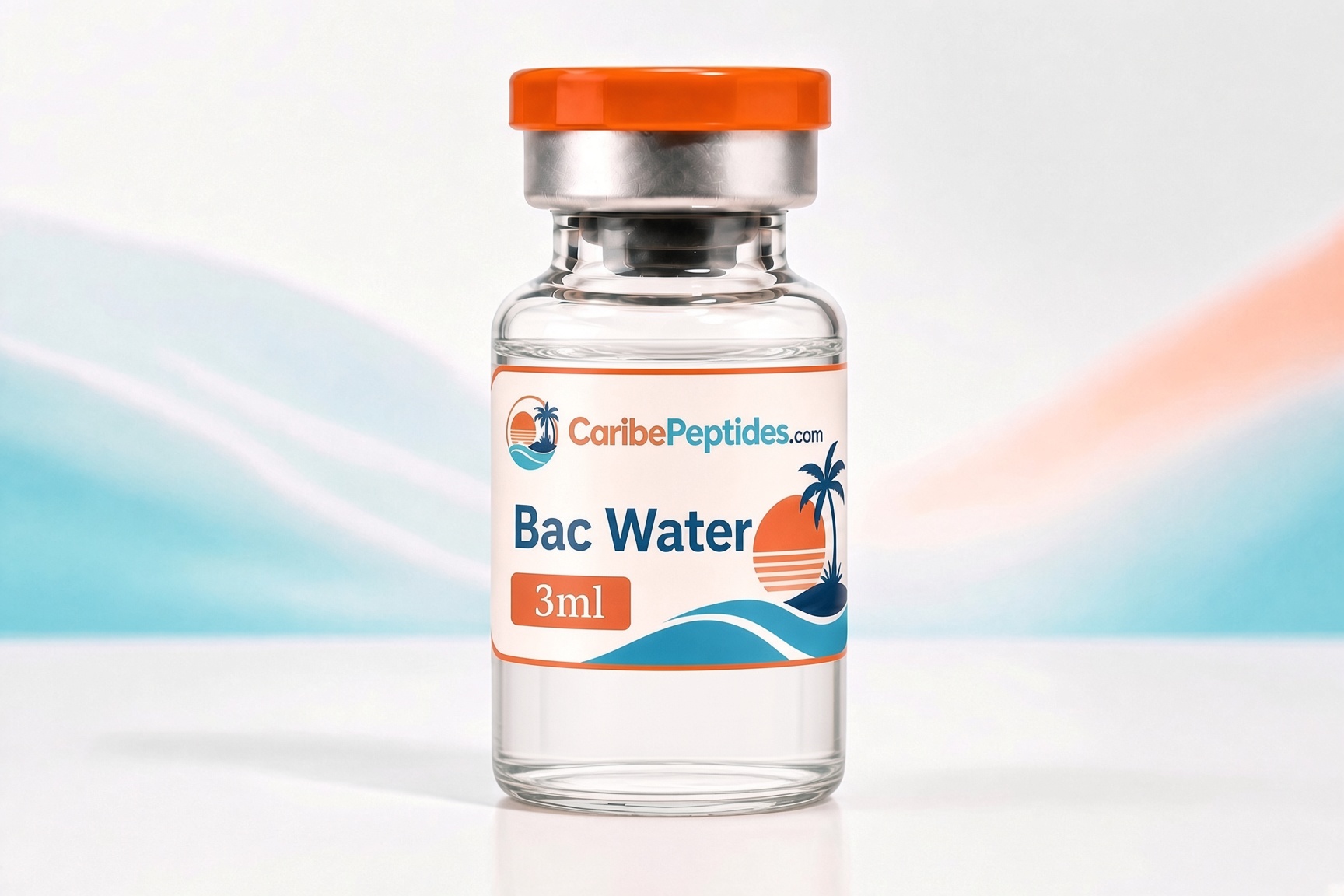 Bac Water: Sealed 3ml Vial, Front  Label Visible — CaribePeptides Puerto Rico