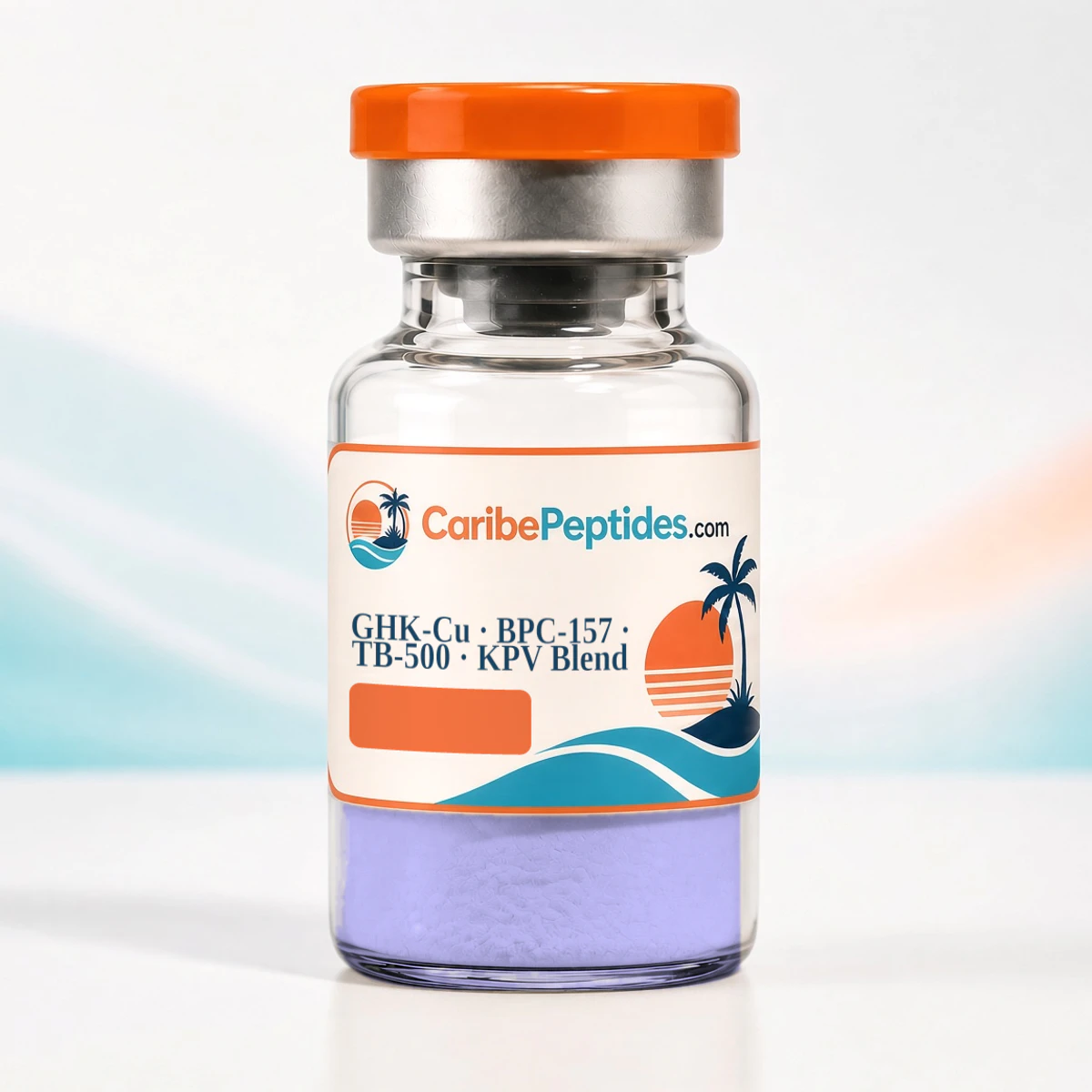 GHK-Cu · BPC-157 · TB-500 · KPV Blend 80 mg (GHK-Cu 50 mg / BPC-157 10 mg / TB-500 10 mg / KPV 10 mg) — vial, CaribePeptides Puerto Rico